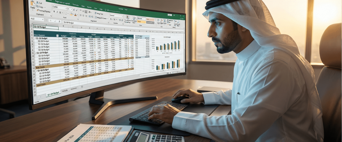 إعداد الميزانية والتحليل المتقدم للبيانات المالية 1200x500
